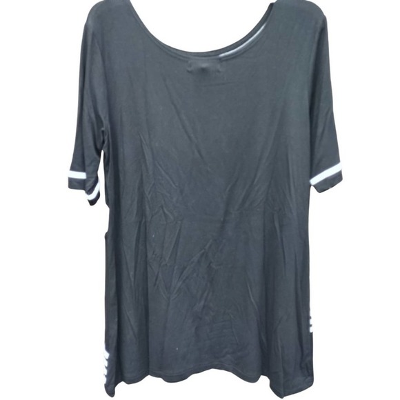 Striped Shift Dress T-Shirt Dress Cotton Striped Crew Collar Geo Print Black - Picture 2 of 7